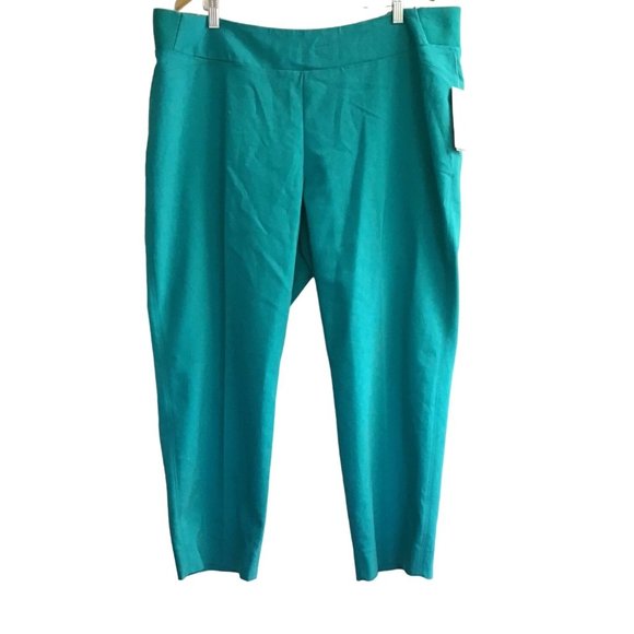 Investments Pants - INVESTMENTS- WOMENS GREEN THE PARK AVE. FIT PULLOVER STRETCH ANKLE PANTS SIZE 20